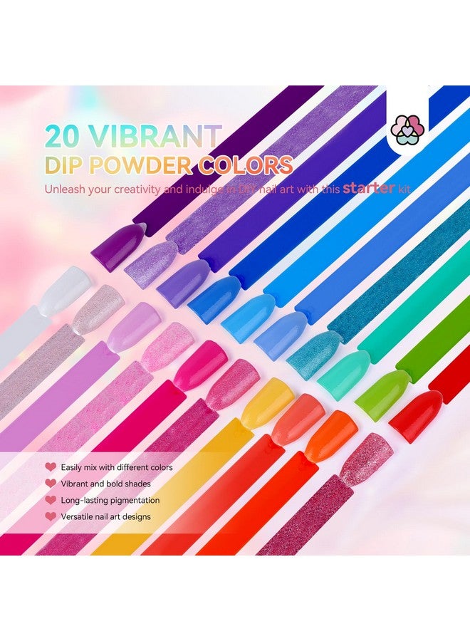 Dip Powder Nail Kit: 2024 Keratin 20 Colors Dip Powder Vitamin E 4Pcs Liquid Set Clear White Powder Nail Dipping Kit Castor Oil Base Top Activator For Dip French Nails Starter Home