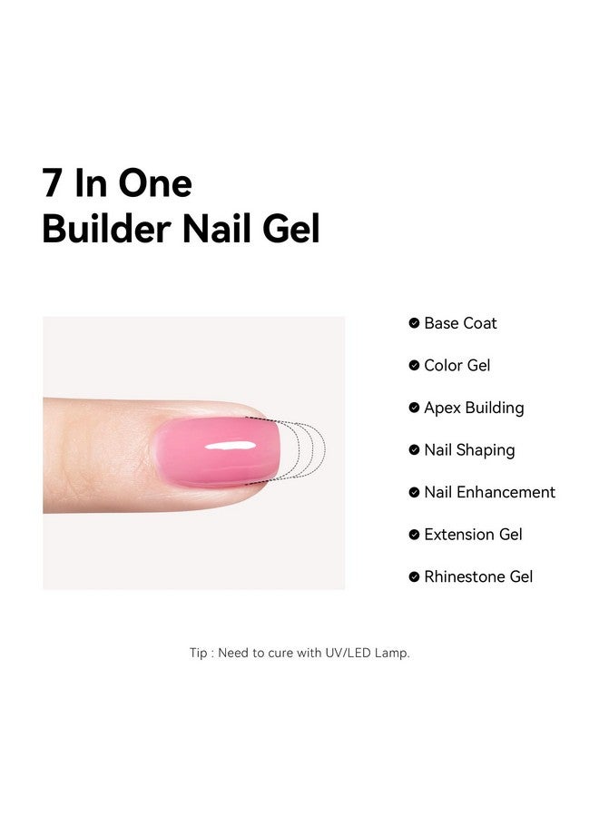 15Ml Clearly Pink Builder Nail Gel 7 In 1 Clear Pink Builder Strengthener Gel Nail Polish For Nail Extension Hard Gel Builder Base Gel Rhinestone For Valtines Home Manicure 0.5 Oz15