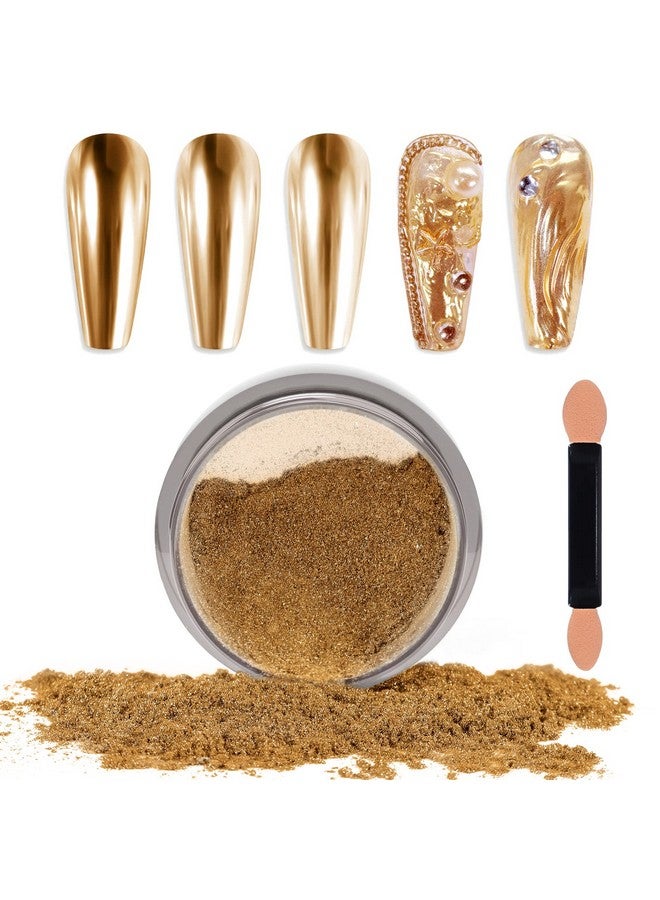 Chrome Nail Powder Mirror Effect Metallic Dust Holographic Glitter Glazed Manicure Decoration Reflective Pigment For Diy Gel Polish Nail Art Resin Craft Gifts Gold