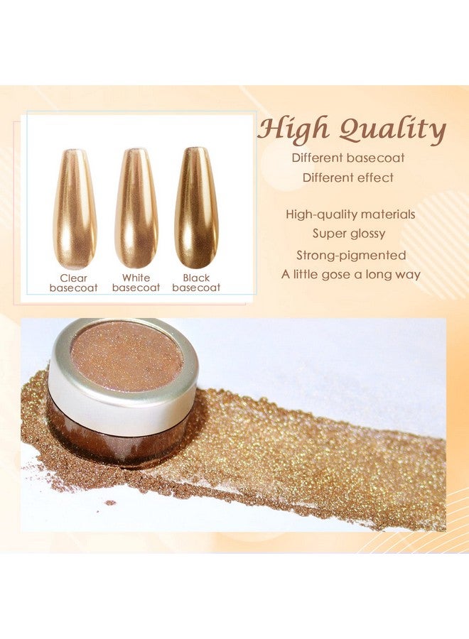 Chrome Nail Powder Mirror Effect Metallic Dust Holographic Glitter Glazed Manicure Decoration Reflective Pigment For Diy Gel Polish Nail Art Resin Craft Gifts Gold