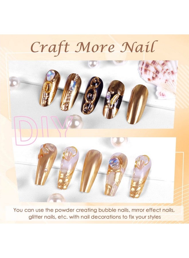 Chrome Nail Powder Mirror Effect Metallic Dust Holographic Glitter Glazed Manicure Decoration Reflective Pigment For Diy Gel Polish Nail Art Resin Craft Gifts Gold