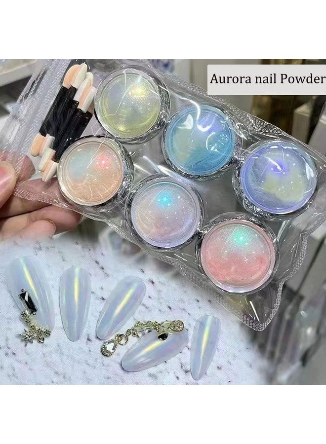 Mermaid Chrome Nail Powder Aurora Nail Glitter Nail Art Decoration Allstarry Nail Powder For Gel Polish Mirror Effect Pigment Chrome Iridescent Aurora Nail Supplies For Women