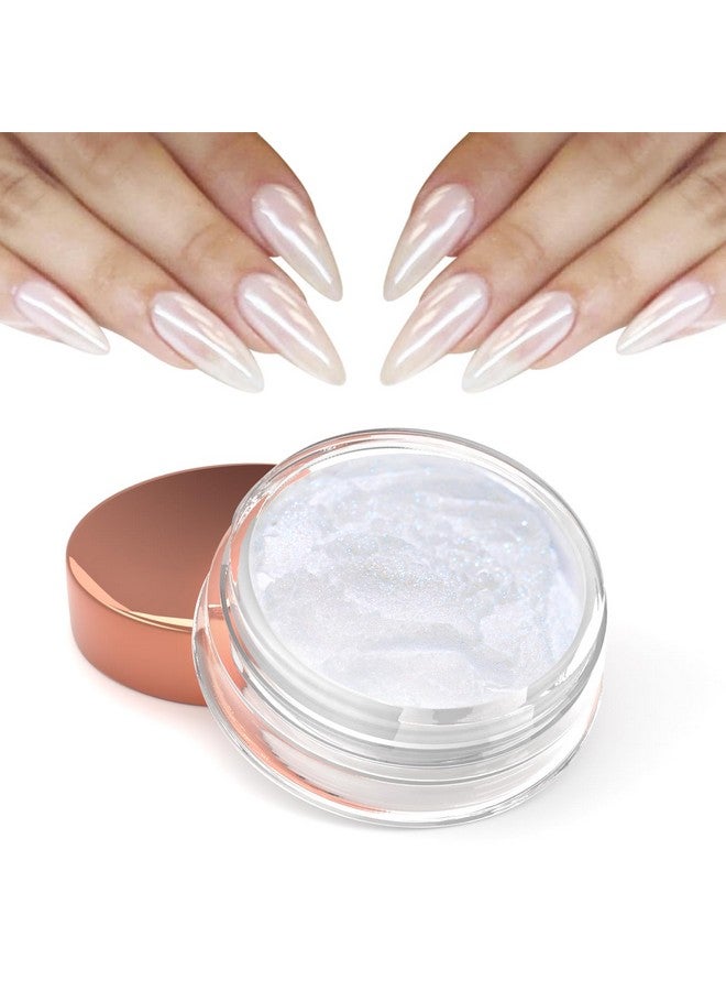 White Chrome Nail Powder Glazed Donut Nails Metallic Effect Pigment Shimmer Pearlescent Mica Powder Iridescent Aurora Nail Glitter Fairy Dust Gel Nail Art Supplies Nail Techs Pearl Chrome