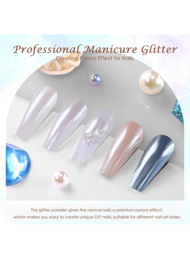 White Chrome Nail Powder Glazed Donut Nails Metallic Effect Pigment Shimmer Pearlescent Mica Powder Iridescent Aurora Nail Glitter Fairy Dust Gel Nail Art Supplies Nail Techs Pearl Chrome
