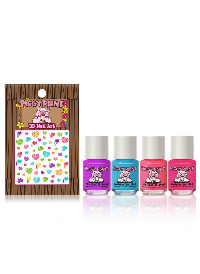 100% Nontoxic Girls Nail Polish Safe Crueltyfree Vegan & Low Odor For Kids Birthday Cake Shake Set (4 Polish + Nail Art Gift Set)