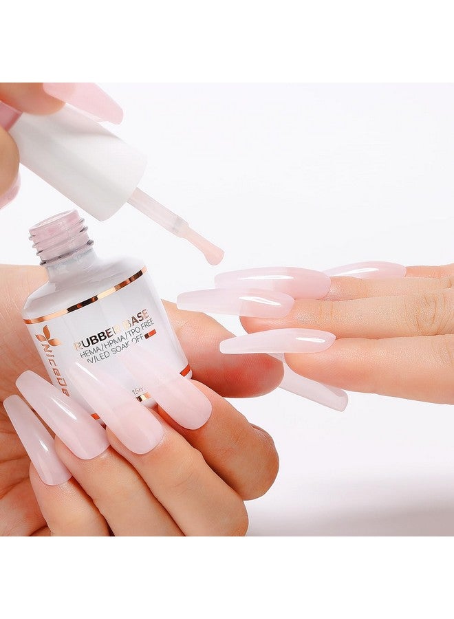 Rubber Base Gel For Nails Milky Pink Rubber Gel U V Color Base Gel Nail Polish 15Ml 014
