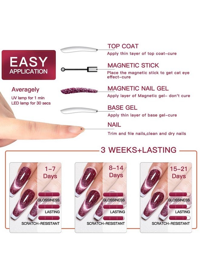 Cat Eye Gel Polish Mermaid Glitter Nail Polish Set Soak Off Uv Led Light Magic Gel Nail Polish Kit Manicure Nail Art Gift Kit 6 Colors Free Magnet Stick (Mermaid Glitter)