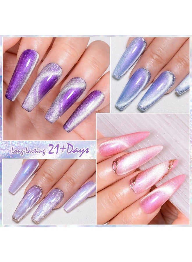 Cat Eye Gel Polish Mermaid Glitter Nail Polish Set Soak Off Uv Led Light Magic Gel Nail Polish Kit Manicure Nail Art Gift Kit 6 Colors Free Magnet Stick (Mermaid Glitter)