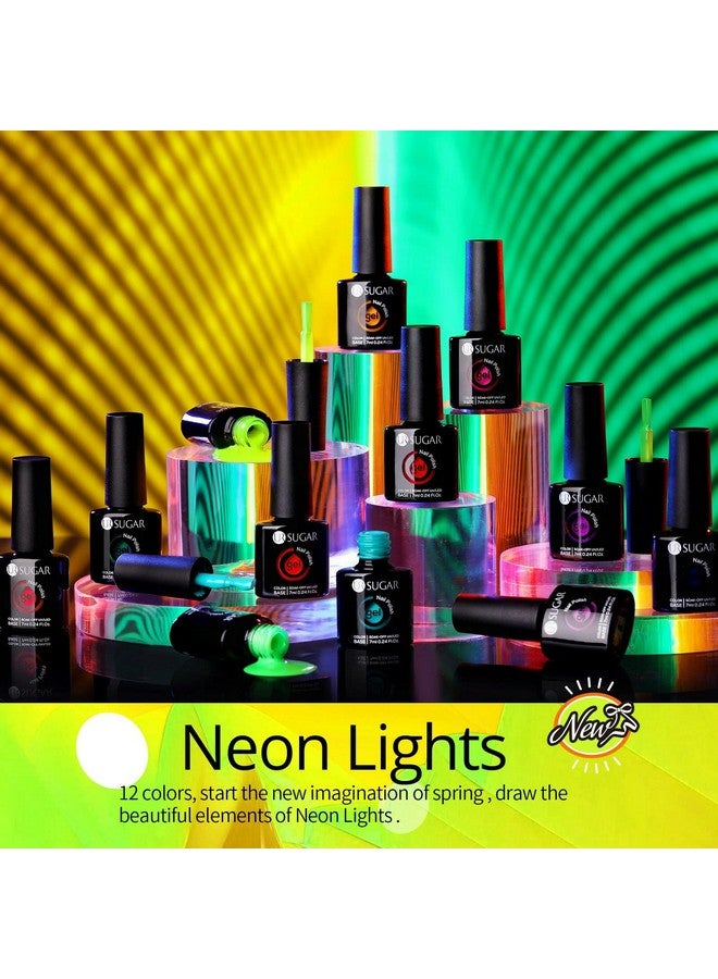 Neon Gel Nail Polish Set 12 Colors Hot Pink Orange Yellow Green Blue Red Purple Neon Pastel Color Spring Summer Nail Polish Kit Fluorescent Gel Polish Set For Home Diy Manicure Nail Salon