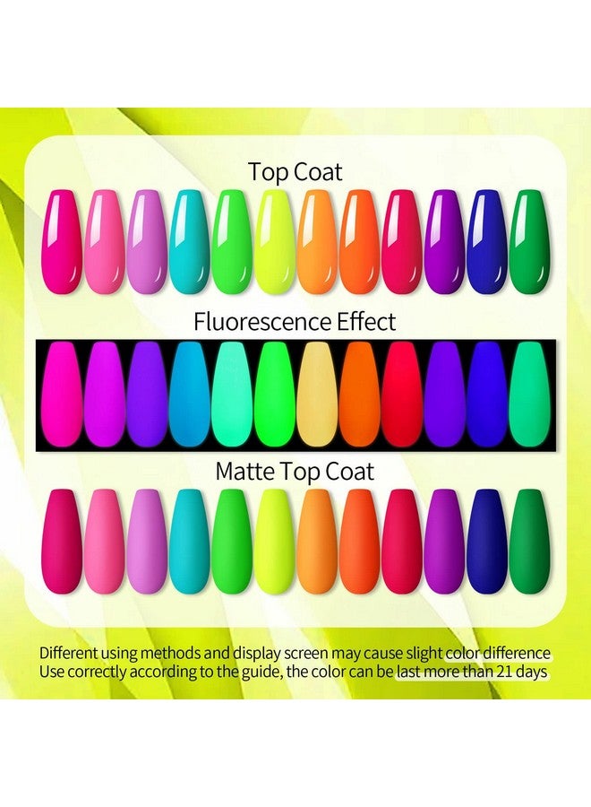 Neon Gel Nail Polish Set 12 Colors Hot Pink Orange Yellow Green Blue Red Purple Neon Pastel Color Spring Summer Nail Polish Kit Fluorescent Gel Polish Set For Home Diy Manicure Nail Salon