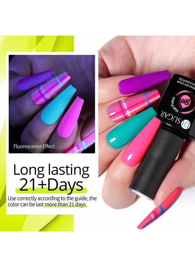 Neon Gel Nail Polish Set 12 Colors Hot Pink Orange Yellow Green Blue Red Purple Neon Pastel Color Spring Summer Nail Polish Kit Fluorescent Gel Polish Set For Home Diy Manicure Nail Salon