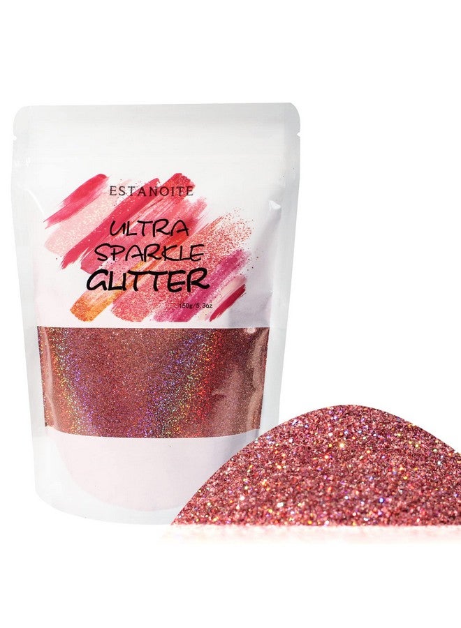 Fine Glitter For Resin 150G Premium Craft Glitter Resin Extra Fine Holographic Glitter Multi Purpose Dust Powder Sparkle Cosmetic Glitter For Nails Body Face Eye Makeup (Rose Pink)