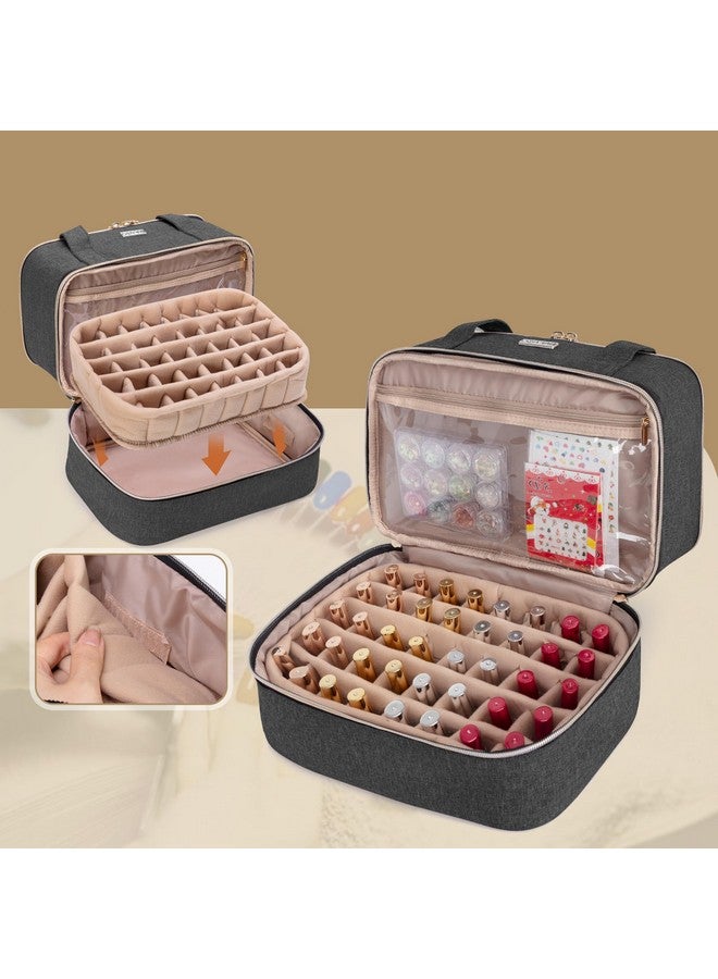 Nail Polish Storage Holds 40 Bottles (15Ml 0.5 Fl.Oz) And A Nail Lamp Nail Polish Carrying Case With Manicure Tools Sections (Bag Only) Black