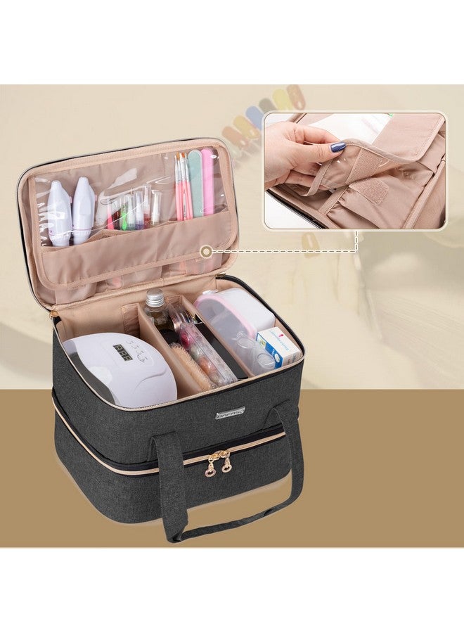 Nail Polish Storage Holds 40 Bottles (15Ml 0.5 Fl.Oz) And A Nail Lamp Nail Polish Carrying Case With Manicure Tools Sections (Bag Only) Black