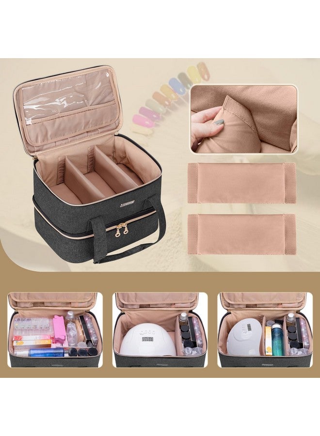 Nail Polish Storage Holds 40 Bottles (15Ml 0.5 Fl.Oz) And A Nail Lamp Nail Polish Carrying Case With Manicure Tools Sections (Bag Only) Black