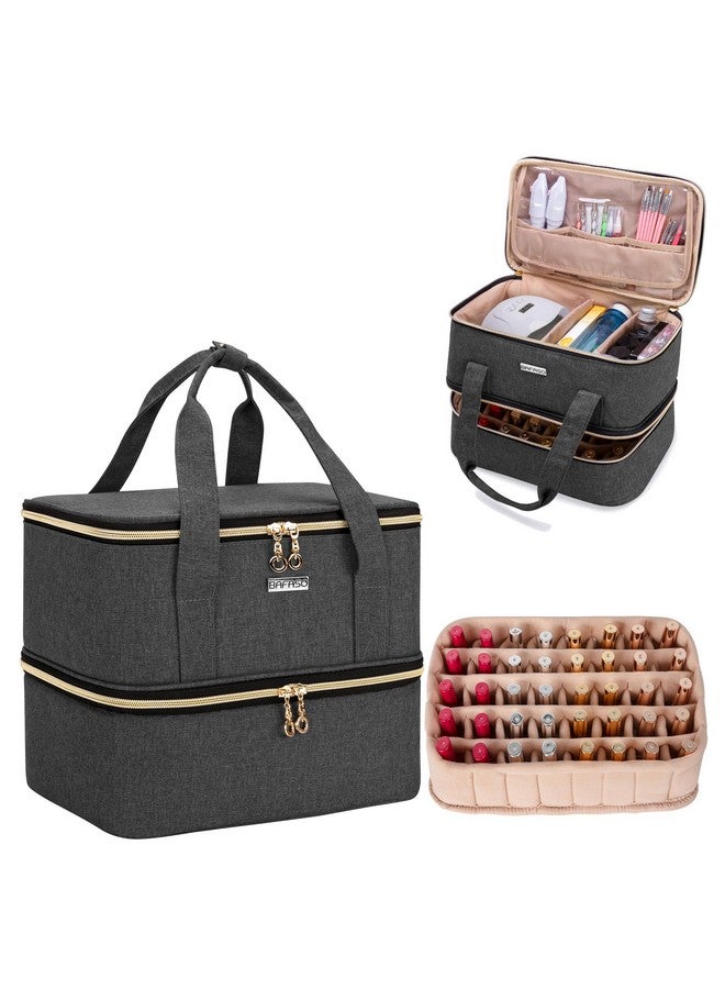 Nail Polish Storage Holds 40 Bottles (15Ml 0.5 Fl.Oz) And A Nail Lamp Nail Polish Carrying Case With Manicure Tools Sections (Bag Only) Black