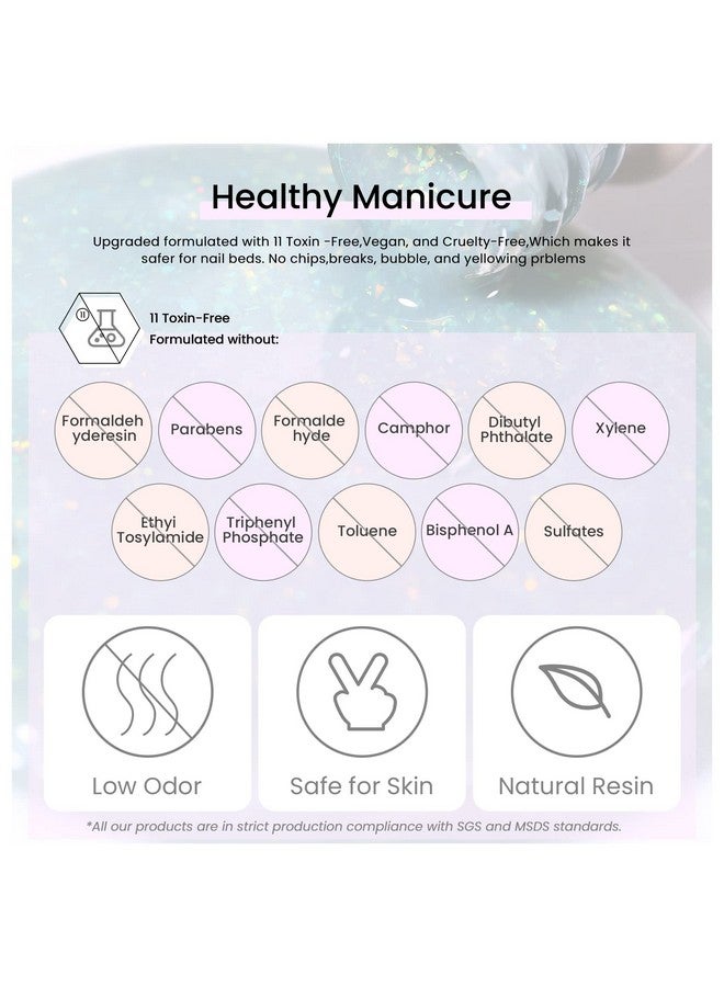15Ml Light Green Glitter Gel Nail Polish 1Pc Green Shimmer Gel Polish Soak Off Uv Led Nail Polish Nail Art Starter Manicure Salon Diy At Home 0.5 Oz