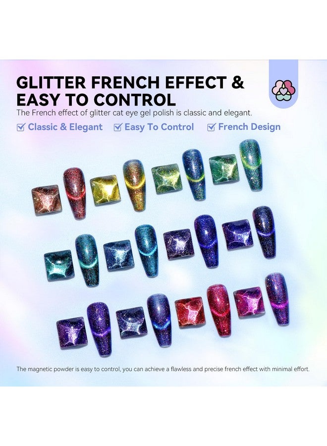 12 Colors Crystal Cat Eye Gel Nail Polish Set Glitter Spring Summer Shiny Dreamy Series With Doublehead Magnetic Stick Reflective Disco 2023 Manicure Diy Sparkle Nail Art Salon Home Gifts