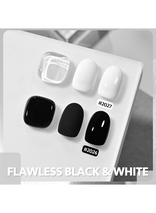 Black And White Gel Nail Polish 16Ml 2 Colors 2026 2027 Soak Off Uv Gel Polish Set For Nail Art Diy Manicure At Home Flawless Black And White