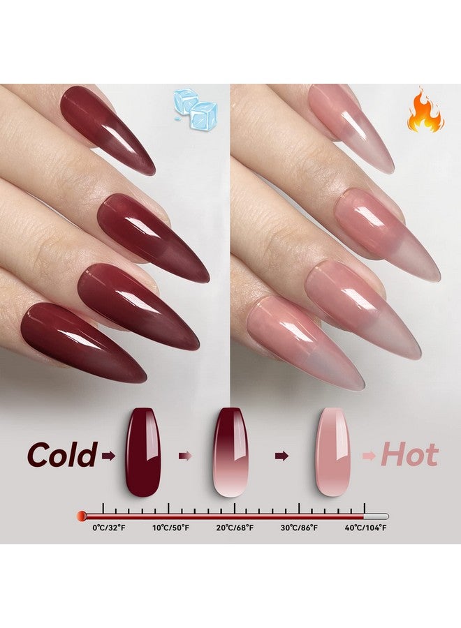 Color Changing Gel Nail Polish15Ml Translucent Nude Pink To Burgundy Red Mood Temperature Change Colors Thermal Spring Uv Nail Gel Varnishwb08