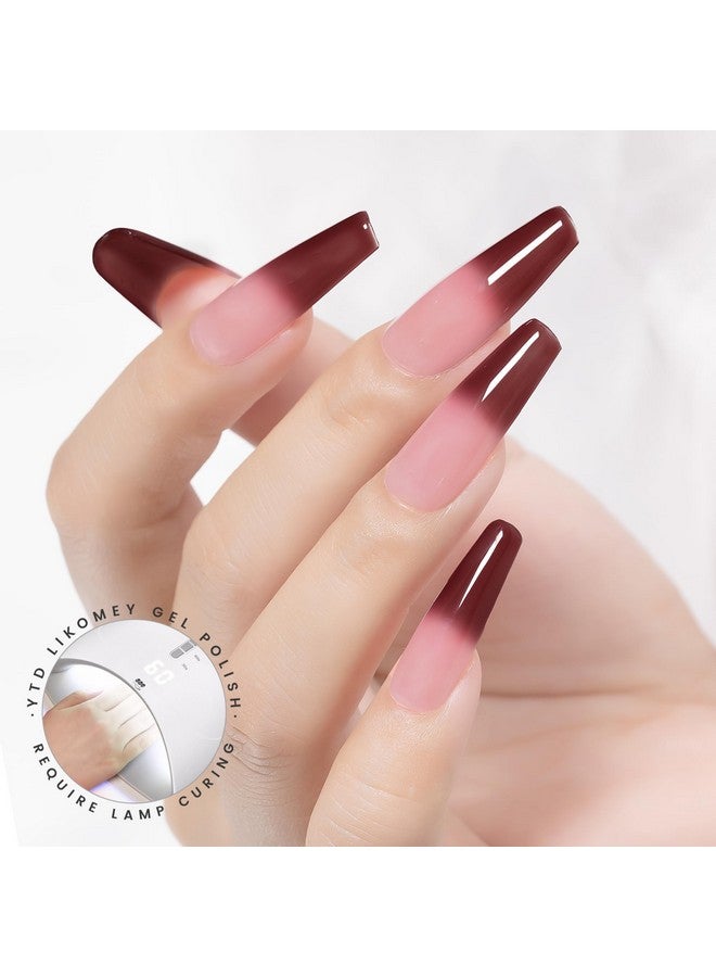 Color Changing Gel Nail Polish15Ml Translucent Nude Pink To Burgundy Red Mood Temperature Change Colors Thermal Spring Uv Nail Gel Varnishwb08