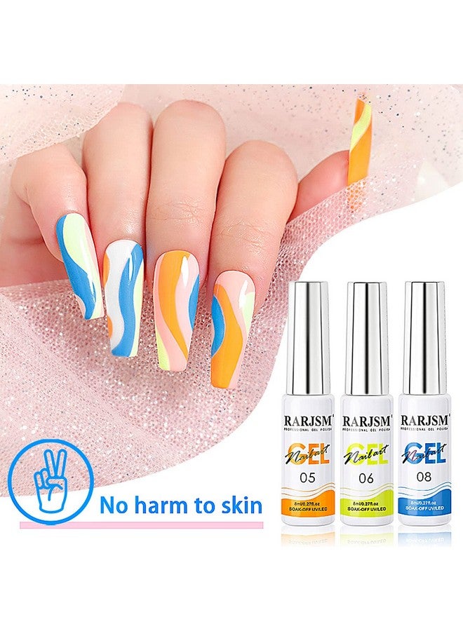 Painted Nail Polish Set 12 Colors Neon Pink Yellow Green Glitter Silver Gold Nail Art Painting Manicure Tools Diy Drawing Nail Gel For Line Uv Led Required