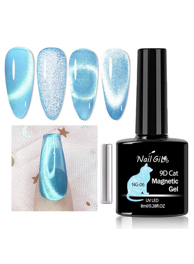 Nailgil Cat Eye Gel Nail Polish With Magnet Jelly Blue Cat Eyes Gel Polish Galaxy Soak Off Holographic Cats Eye Gel Polish Magnetic For Nail Art Manicure Salon Diy At Home