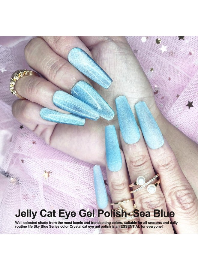 Nailgil Cat Eye Gel Nail Polish With Magnet Jelly Blue Cat Eyes Gel Polish Galaxy Soak Off Holographic Cats Eye Gel Polish Magnetic For Nail Art Manicure Salon Diy At Home