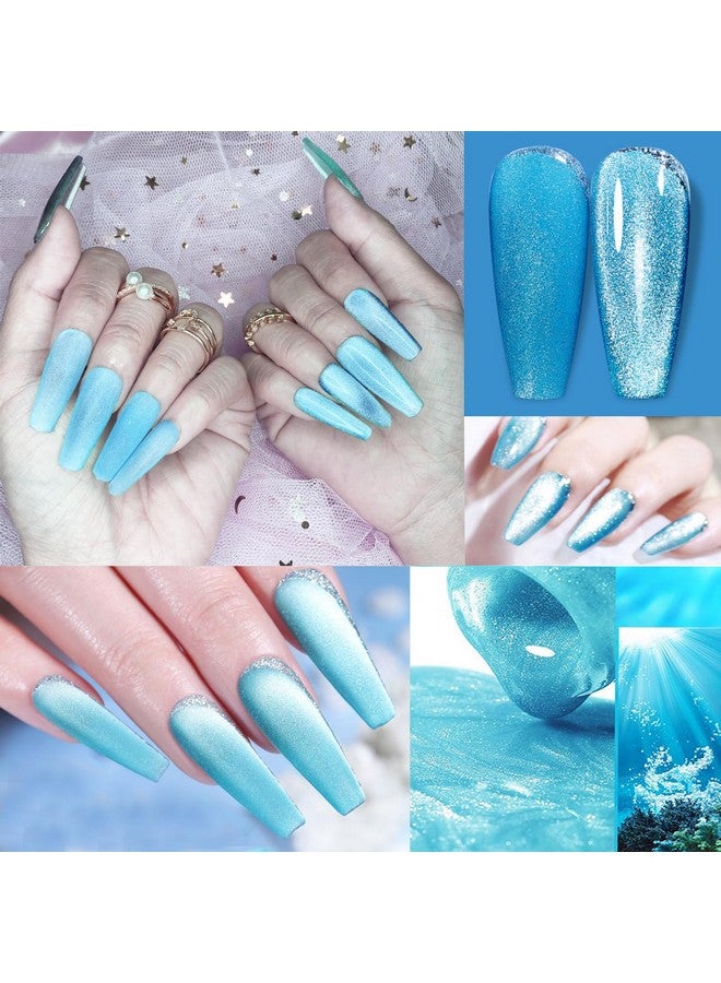 Nailgil Cat Eye Gel Nail Polish With Magnet Jelly Blue Cat Eyes Gel Polish Galaxy Soak Off Holographic Cats Eye Gel Polish Magnetic For Nail Art Manicure Salon Diy At Home