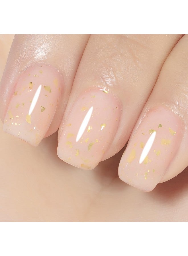 Nude Gel Nail Polish15Ml Translucent Neutral Jelly Sheer Uv Gold Flakes Pastel Pink Glitter Nail Gelnude Pink Gold Foills09