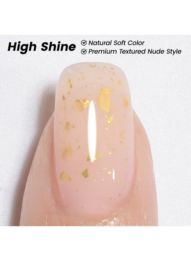 Nude Gel Nail Polish15Ml Translucent Neutral Jelly Sheer Uv Gold Flakes Pastel Pink Glitter Nail Gelnude Pink Gold Foills09