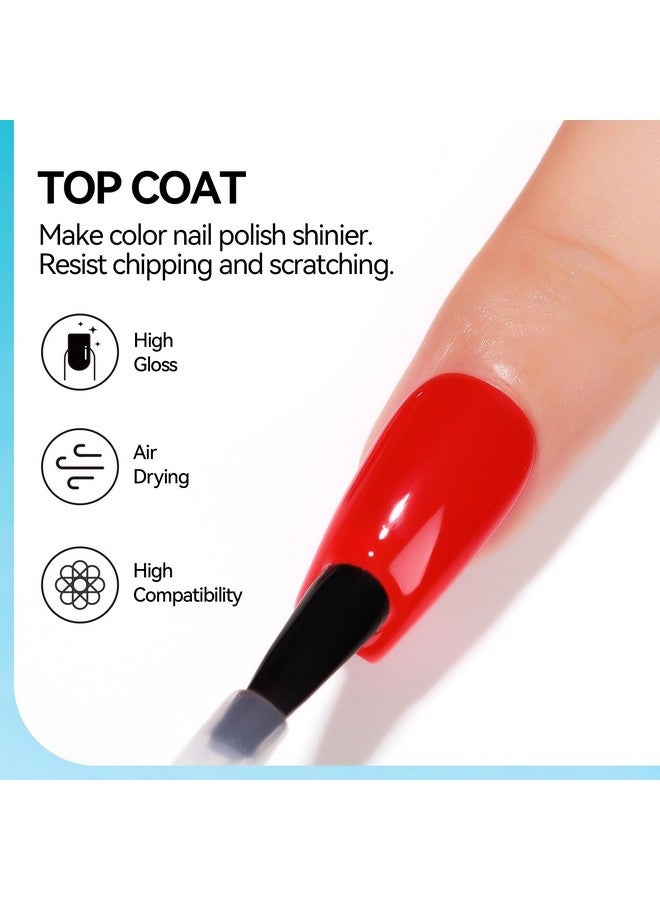 Base And Top Coat Nail Polish Quick Dry 15Ml0.5Oz Basic Nail Polish Non Gel Air Dry Fast Nail Polish Protective Highglossy Shiny Clear Long Lasting Nail Art Manicure At Home