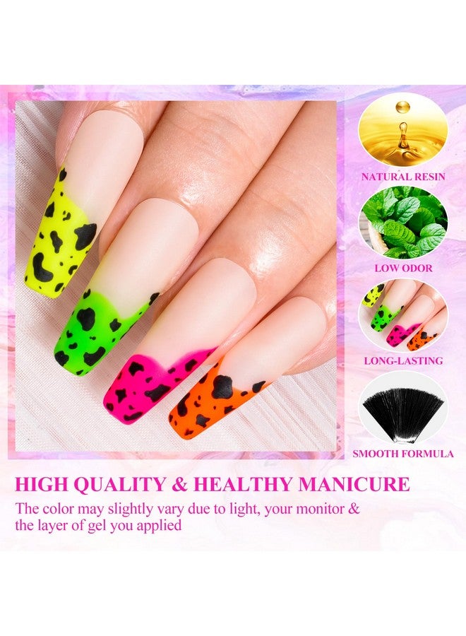 Neon Gel Nail Polish Set 12Pcs Fluorescent Orange Yellow Green Blue Hot Pink Red Purple Spring Summer Nail Polish Set For Halloween