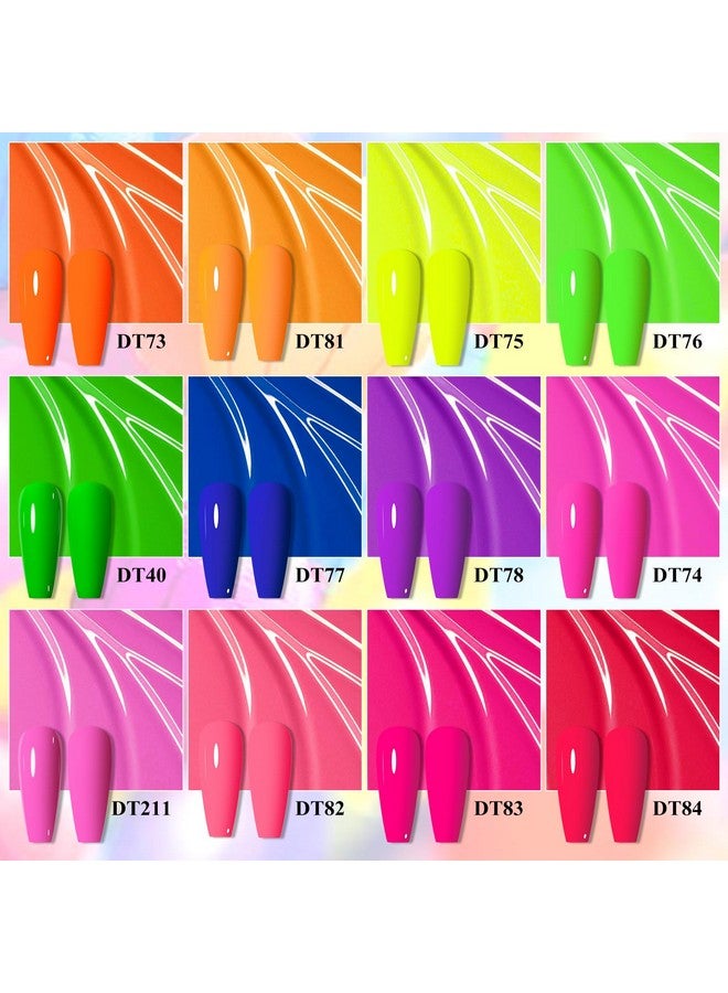 Neon Gel Nail Polish Set 12Pcs Fluorescent Orange Yellow Green Blue Hot Pink Red Purple Spring Summer Nail Polish Set For Halloween