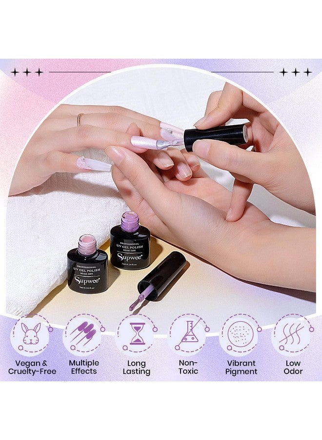 Pearl Gel Nail Polish 12 Colors Shimmer Mermaid Nail Gel Polish White Pink Blue Iridescent Nail Polish Gel Soak Off Uv Gel For Nail Art Polish Diy At Home