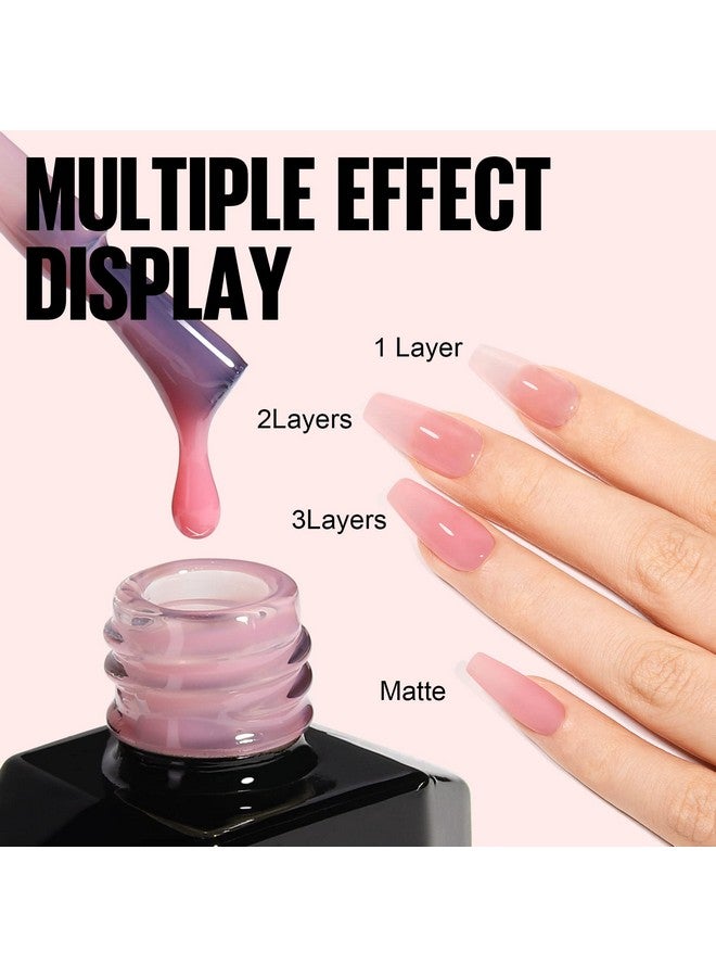Pink Gel Nail Polish Clear Pink Gel Polish Light Pink Nail Polish Quick Dry Soak Off Uv Sheer Pink Gel Polish Colors Long Lasting Jelly Gel Nail Art Manicure Home Diy