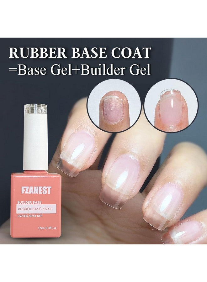 Rubber Base Builder Gel Polish 6Pcs*7.5Ml Set6 In 1 Builder Gel In A Bottlenail Strengthener Base Gel With Jelly Natural Nude Pink Color Uv Gel Nail Polish Kitquick Extension Gel Soak Off