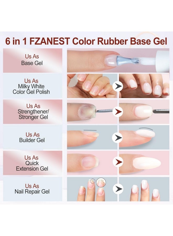 Rubber Base Builder Gel Polish 6Pcs*7.5Ml Set6 In 1 Builder Gel In A Bottlenail Strengthener Base Gel With Jelly Natural Nude Pink Color Uv Gel Nail Polish Kitquick Extension Gel Soak Off
