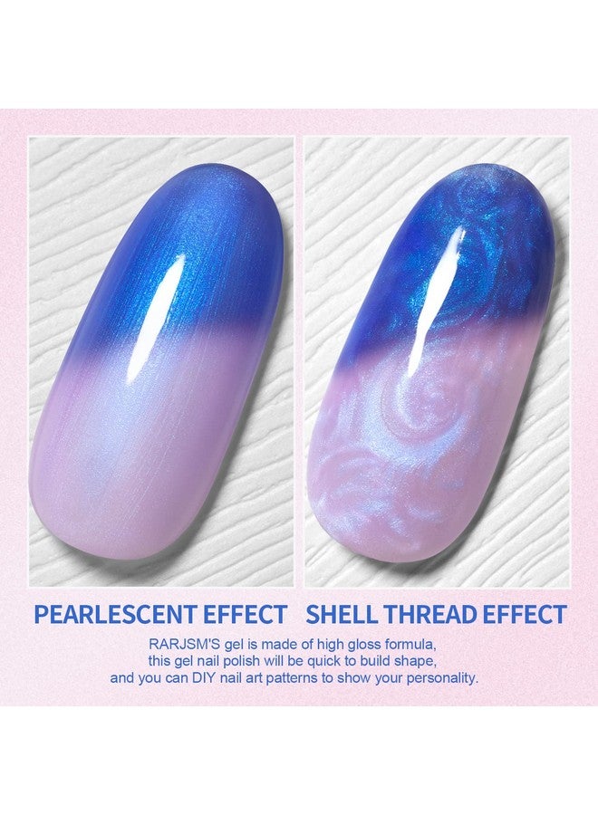 Pearl Gel Nail Polish Mood Temperature Color Changing Blue Glitter Soak Off Uv Led Cured Thermal Mermaid Shell Spiral Thread Gel Polish 15Ml 1Pcs Salon Home Diy Manicure Nail Art