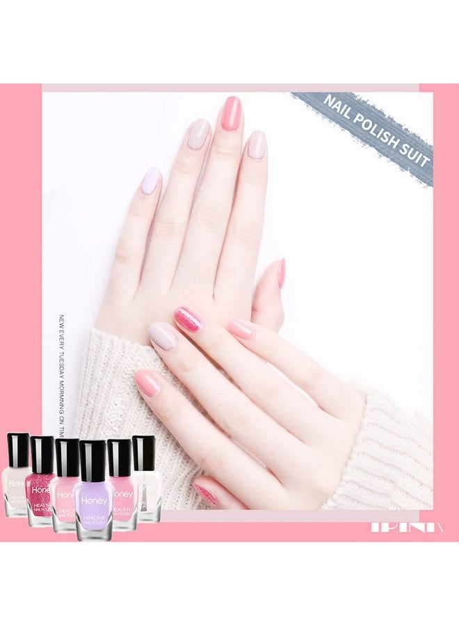 Non Toxic Nail Polish Set Easy Peel Off And Fast Dry Nail Polish Set For Pack Eco Friendly & Organic Water Based Nail Polish For Womenteens (6 Bottles)