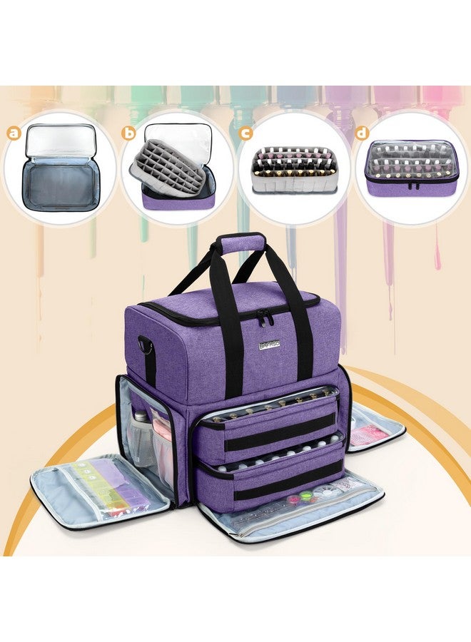 Nail Polish Organizer Holds 80 Bottles (15Ml 0.5 Fl.Oz) And A Uv Nail Lamp Nail Polish Case With 2 Removable Pouches And Manicure Tools Storage Sections (Patented) Purple