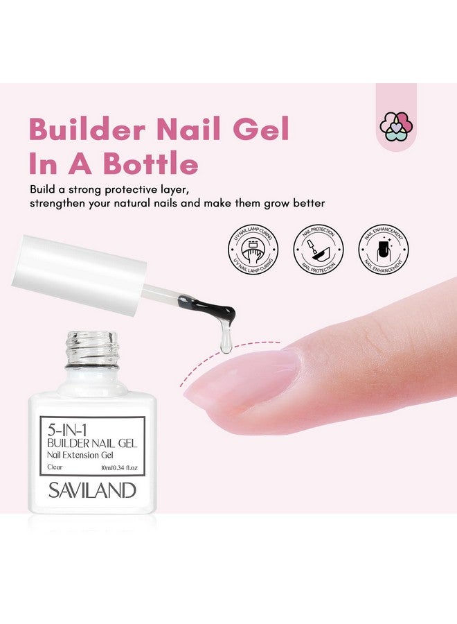 10Ml Builder Nail Gel Set 6 Colors 5 In 1 Clear Milky Pink Nudes Gel Builder In A Bottle Nails Extension Strengthener Gel For Thin And Damaged Nails Hard Gel Kit As Gift For Women