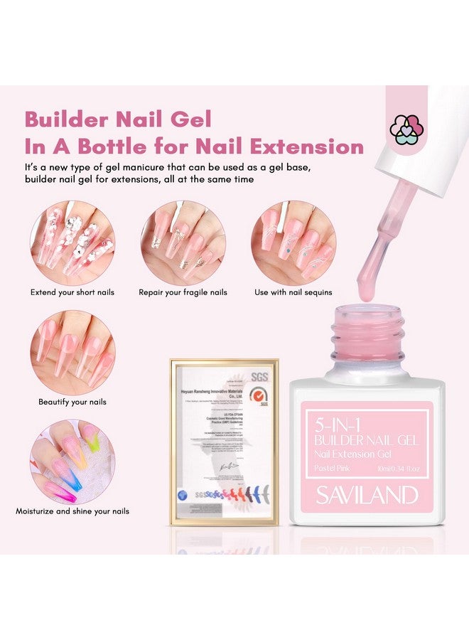 10Ml Builder Nail Gel Set 6 Colors 5 In 1 Clear Milky Pink Nudes Gel Builder In A Bottle Nails Extension Strengthener Gel For Thin And Damaged Nails Hard Gel Kit As Gift For Women