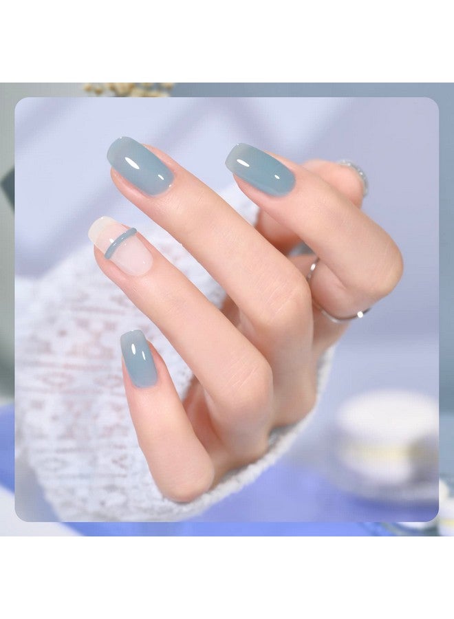 Gel Nail Polish Kit 3 Colors Jelly Milky White Blue Gray Sheer Soak Off Uv Gel Polish Set Cloudy Coast