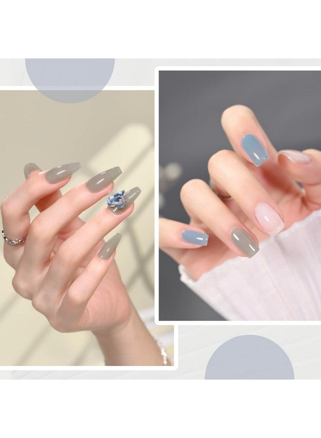 Gel Nail Polish Kit 3 Colors Jelly Milky White Blue Gray Sheer Soak Off Uv Gel Polish Set Cloudy Coast