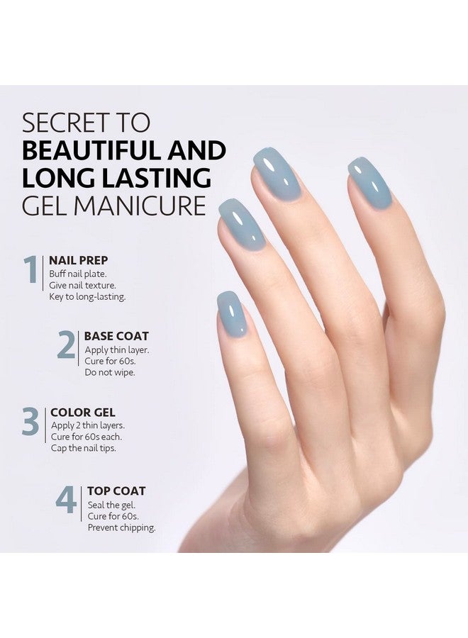 Gel Nail Polish Kit 3 Colors Jelly Milky White Blue Gray Sheer Soak Off Uv Gel Polish Set Cloudy Coast