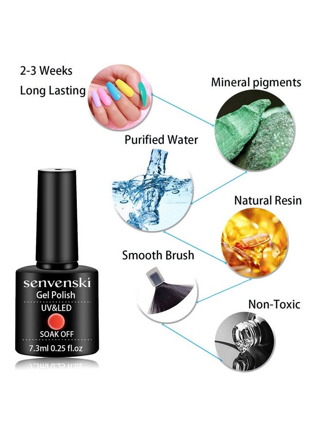 Gel Nail Polish Light Pink Peach Red Cherry Rose Pearl Glitter Shimmer Crystal Girlfriend Gift Uv Led Manicure Art Varnish Set Kit 6Pcs (Cs6001)