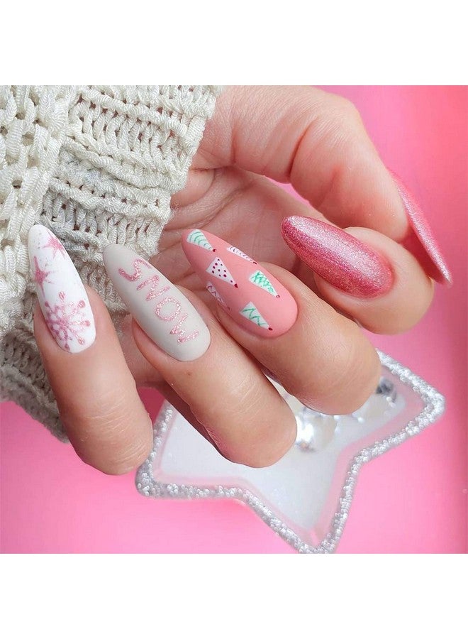Gel Nail Polish Light Pink Peach Red Cherry Rose Pearl Glitter Shimmer Crystal Girlfriend Gift Uv Led Manicure Art Varnish Set Kit 6Pcs (Cs6001)