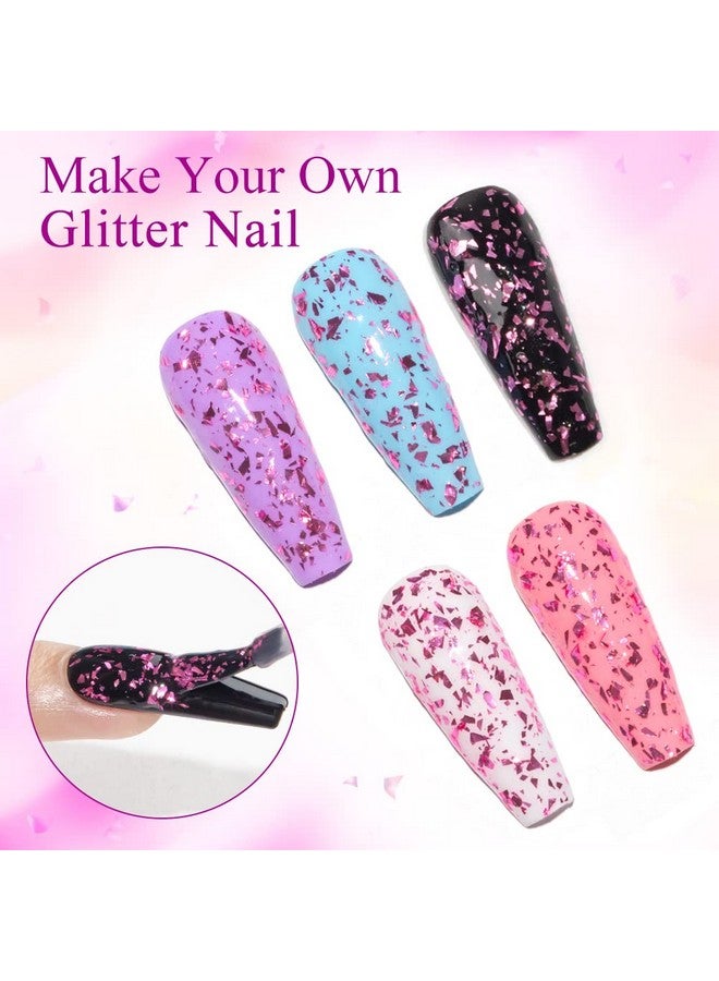 Glitter Gel Top Coat Gel Nail Polish Rose Red Glitter No Wipe Top Coat Nail Gel Polish Sparkly Soak Off Glitter Gel Nail Polish For Nail Salon 10Ml