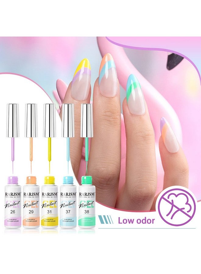 Nail Art Gel Liner 24 Color Line Art Painted Gel Nail Polish Set Pink Blue Green Silver Gold Glitter For Nails Painting Drawing Soak Off Uv Led Curing Requires Bulid In Thin Nail Art Brush